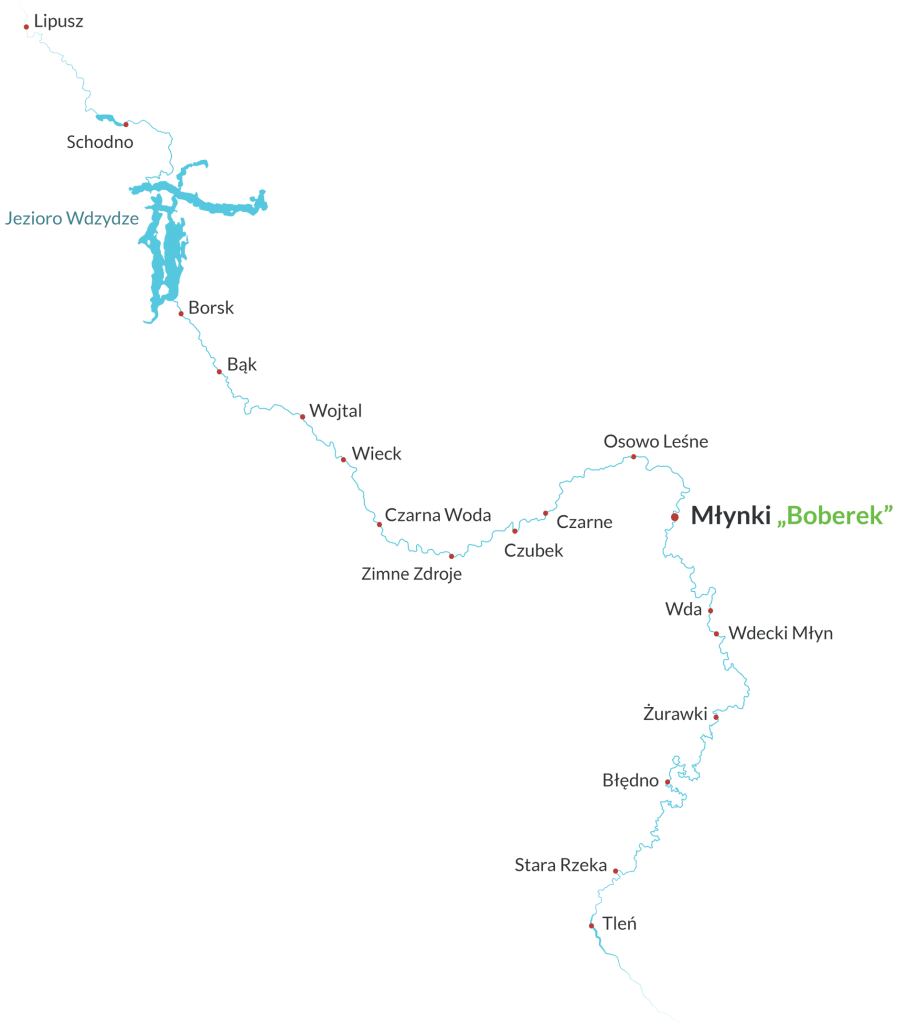 Wda spływy kajakowe mapka